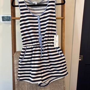 Southern Tide straight, navy blue and white Southern Tide romper with light blue